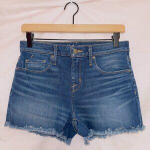Mossimo Denim Dark Wash High Rise Frayed Hem Jean Shorts size 4/27